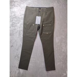 LVL XIII Moto Jeans Mens 34 Army Olive Green Biker City Retro Streetwear